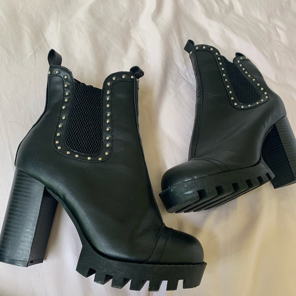 Black platform boots